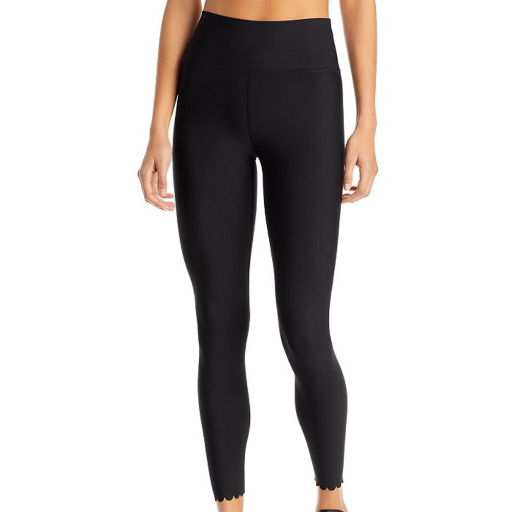 AQUA ATHLETIC SCALLOPED HEM LEGGINGS